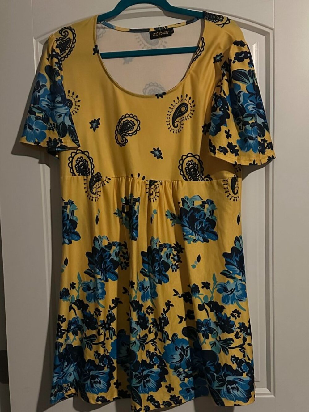 Reborn Yellow Paisley/Floral Dress 1X